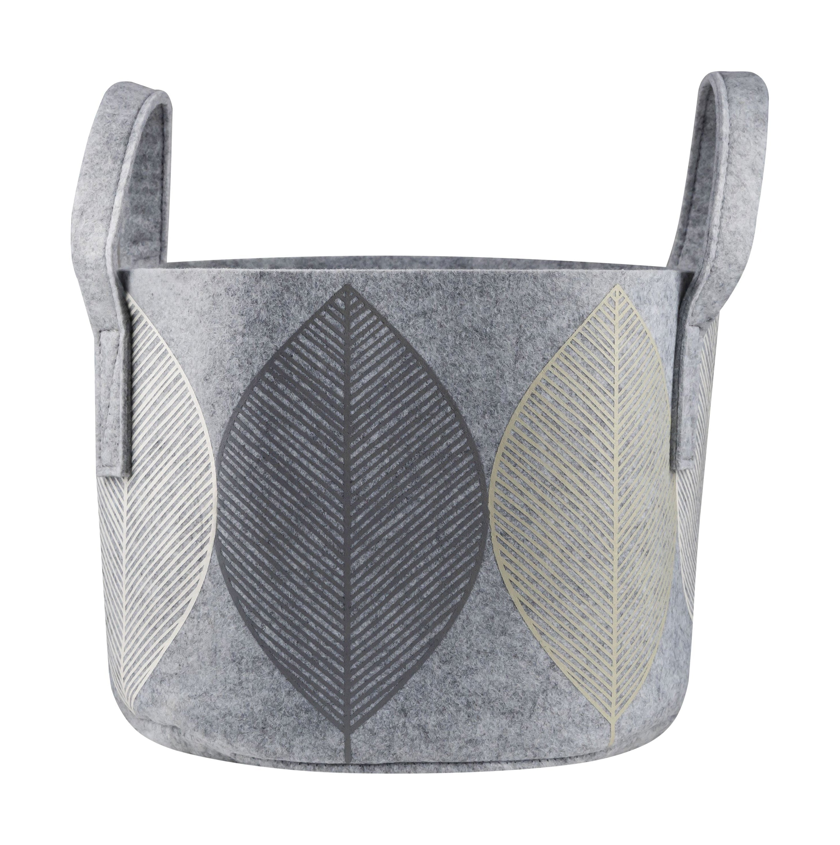 Muurla Storage Basket Leaf, Light Grey