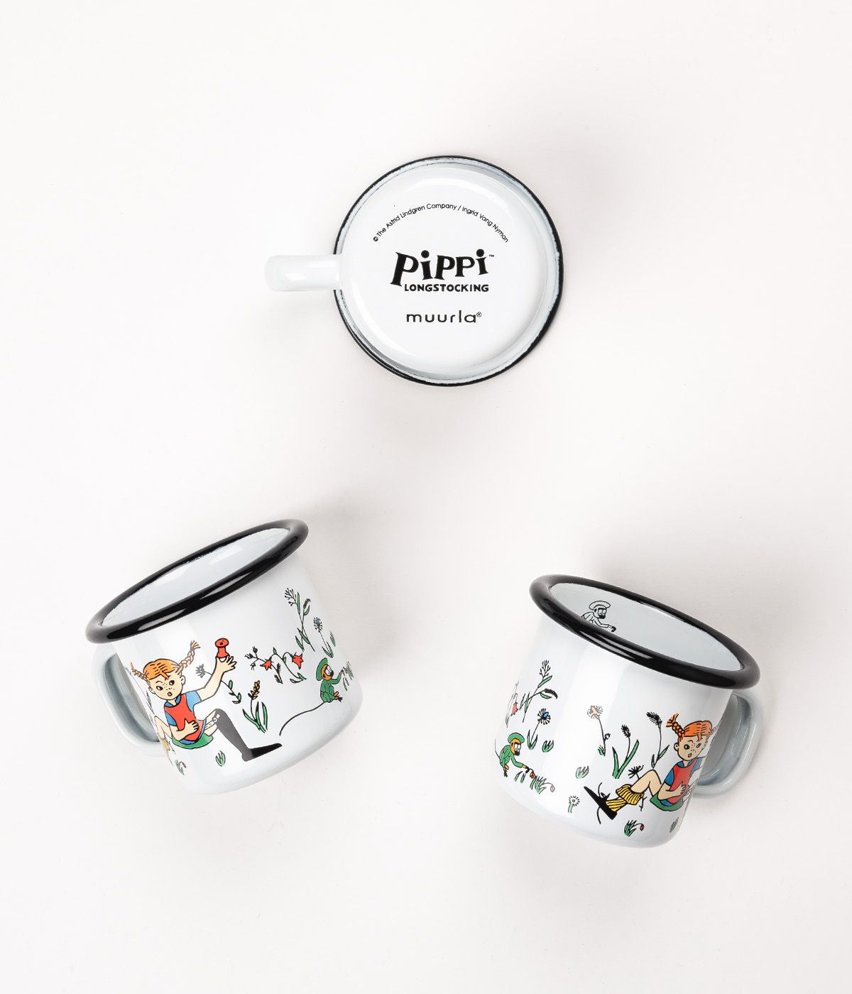 Muurla Pippi Longstocking Enamel Mug, Pippi & Mr Nilsson