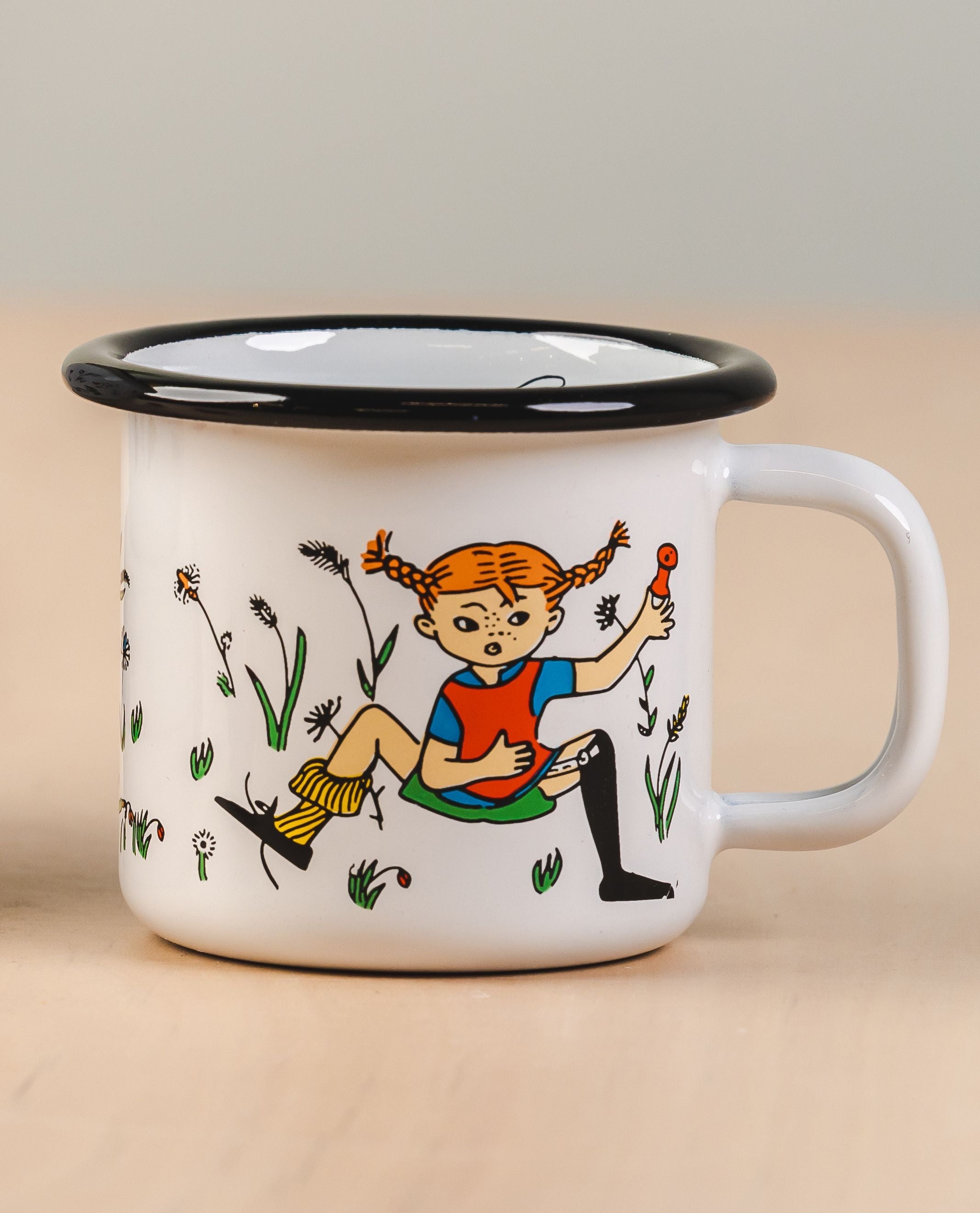 Muurla Pippi Longstocking Enamel Mug, Pippi & Mr Nilsson