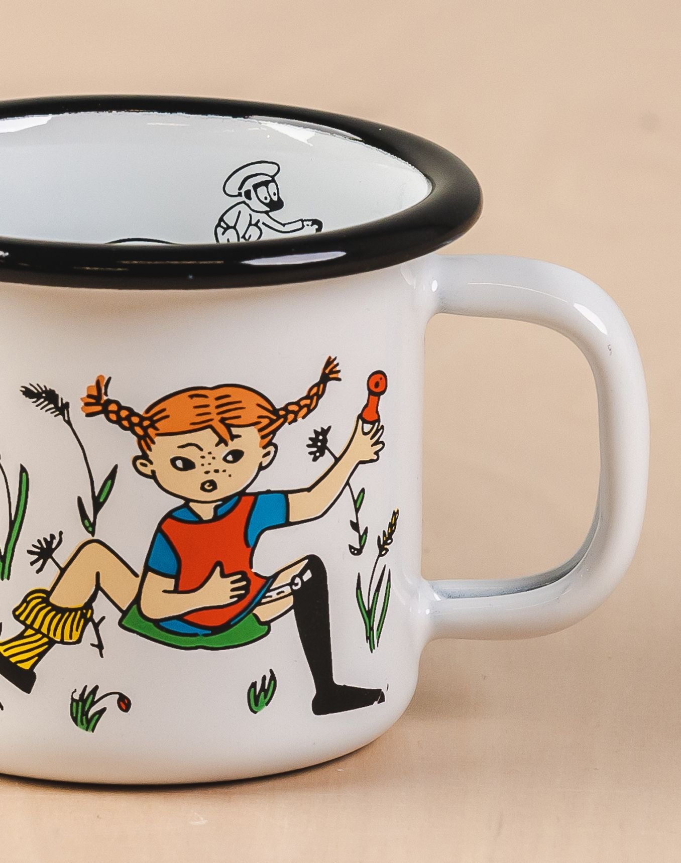 Muurla Pippi Longstocking Enamel Mug, Pippi & Mr Nilsson