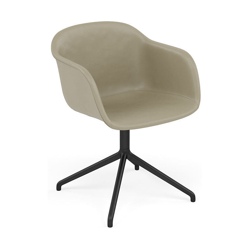 Muuto Fiber Armchair Swivel Base, Refine Leather Seat, Stone