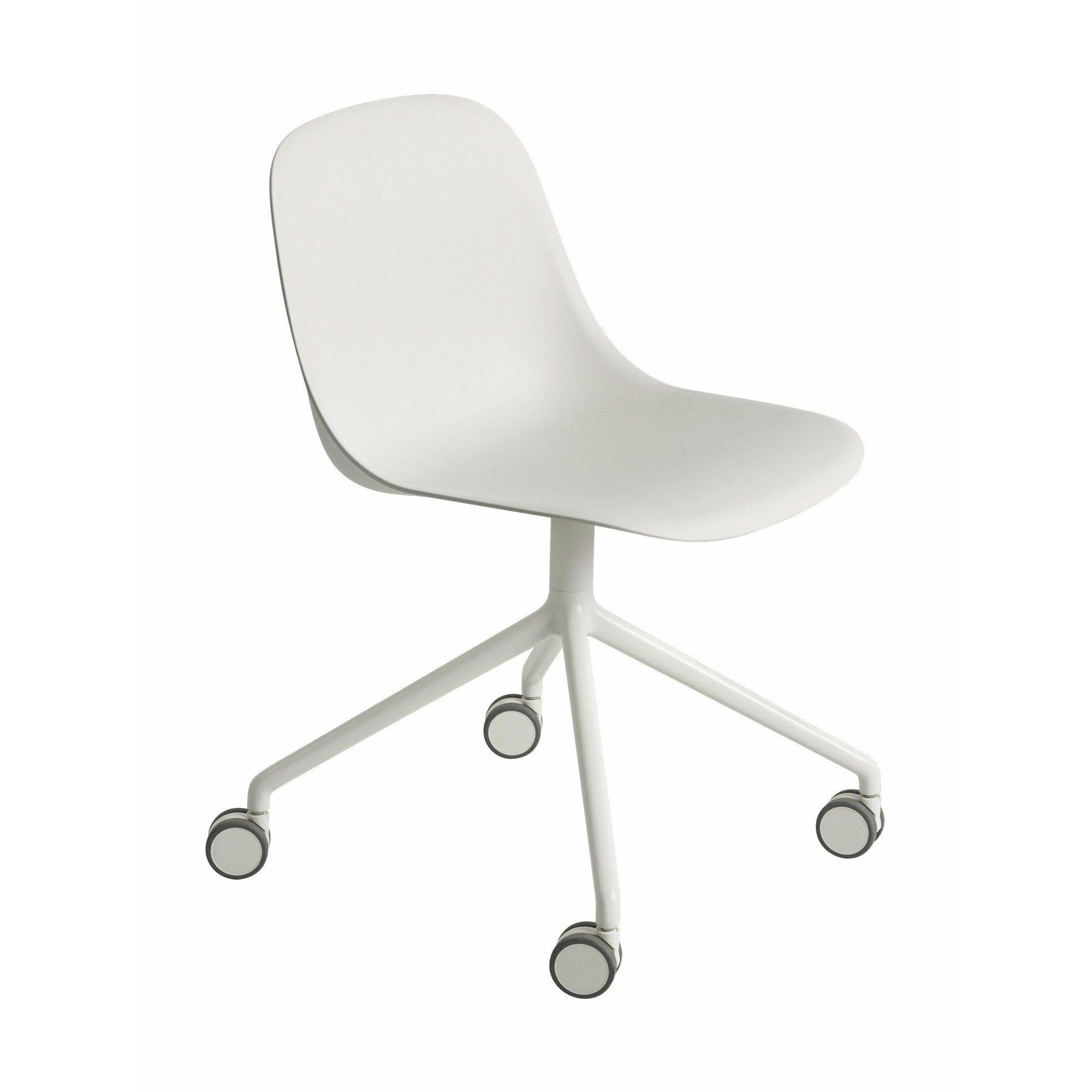 Muuto Fiber Side Chair Made Of Recycled Plastic Swivel With Wheels, Natural White/White