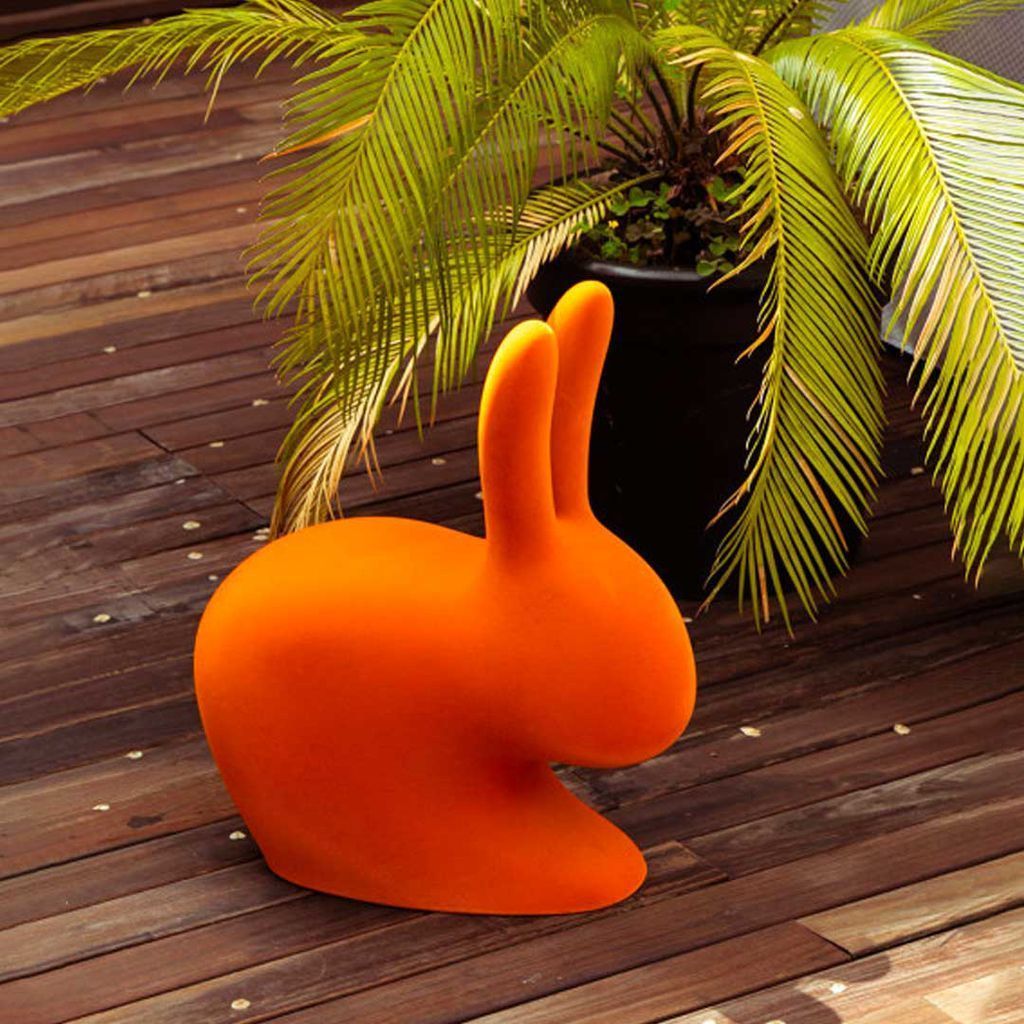 Qeeboo Baby Bunny Chair Velvet Finish, Orange