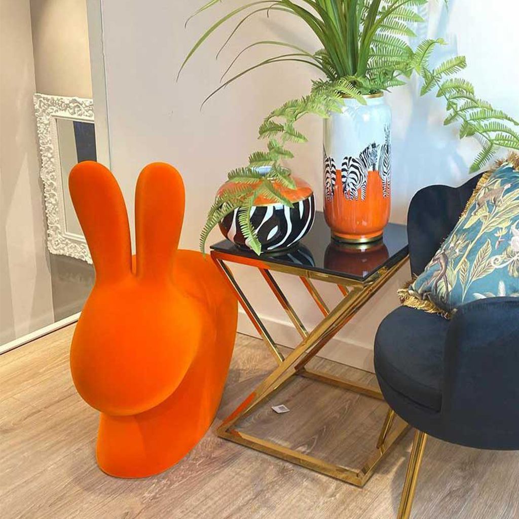 Qeeboo Baby Bunny Chair Velvet Finish, Orange