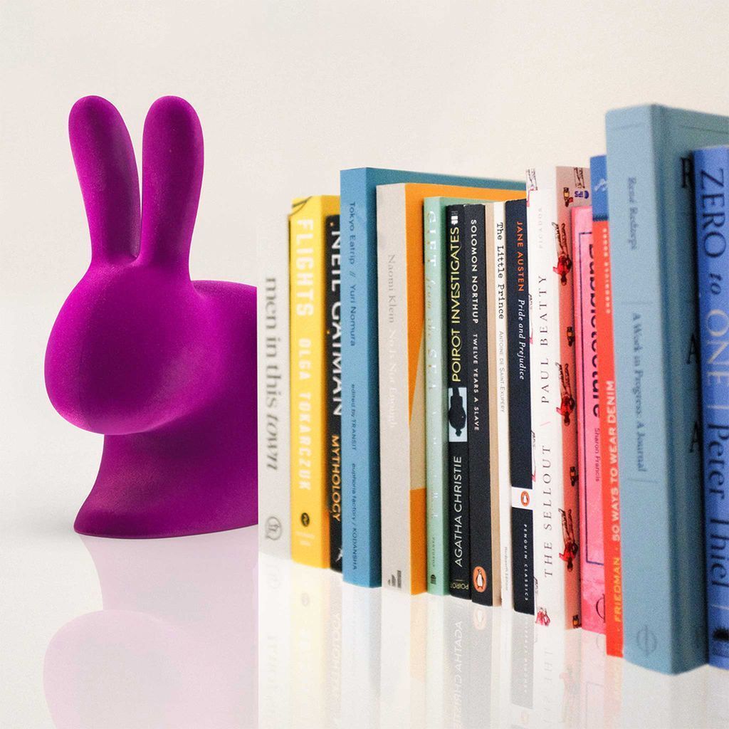 Qeeboo Rabbit Velvet Bookend Xs, Turquoise