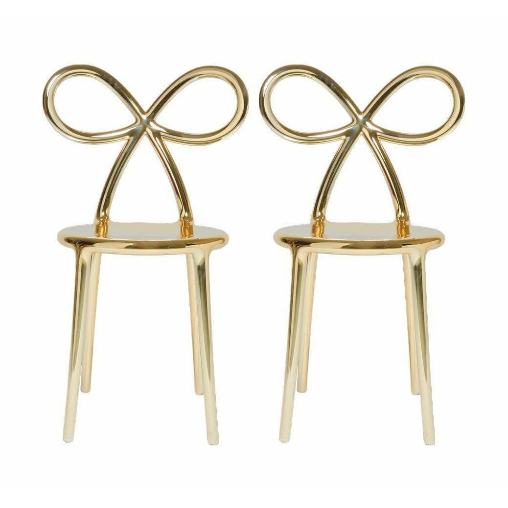 Qeeboo Ribbon Chair Metal Finish By Nika Zupanc Set Of 2, Gold