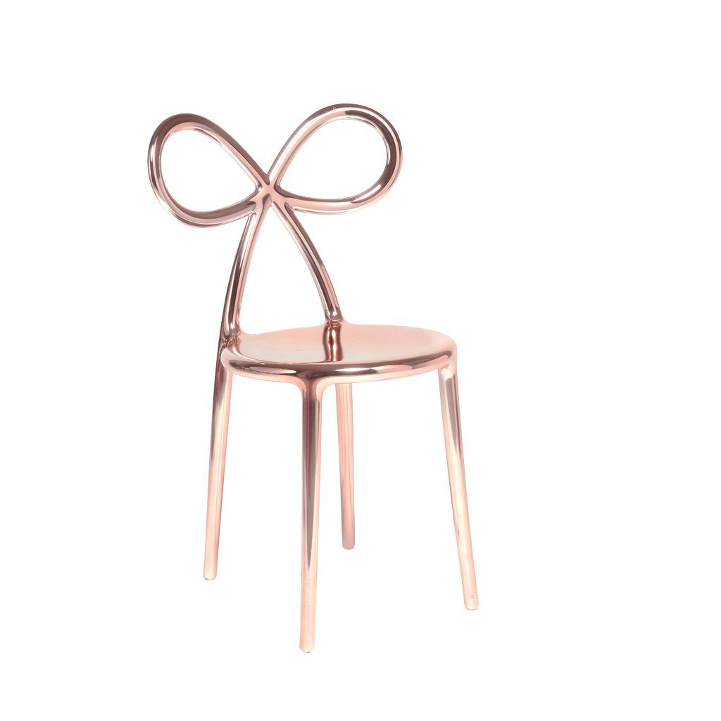 Qeeboo Ribbon Chair Metal Finish By Nika Zupanc, Pink Gold