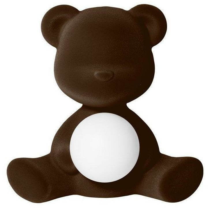 Qeeboo Teddy Girl Led Rechargeable Table Lamp Velvet Finish, Dark Brown