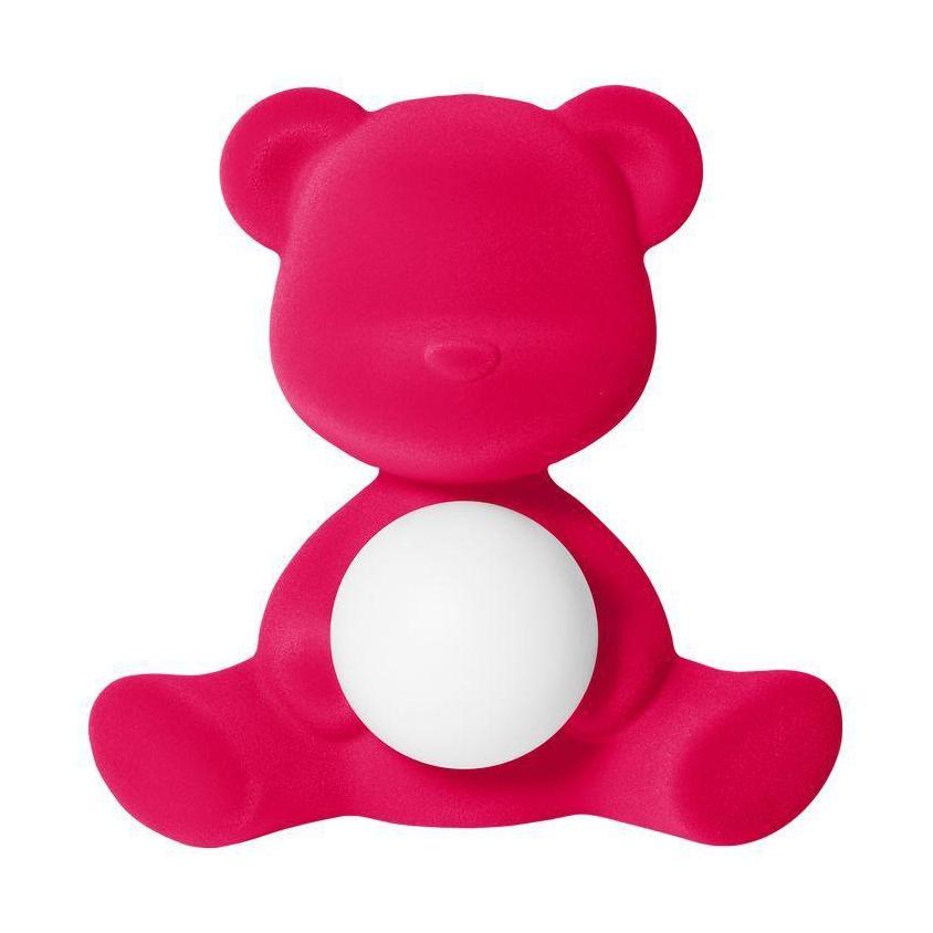 Qeeboo Teddy Girl Led Rechargeable Table Lamp Velvet Finish, Fuxia