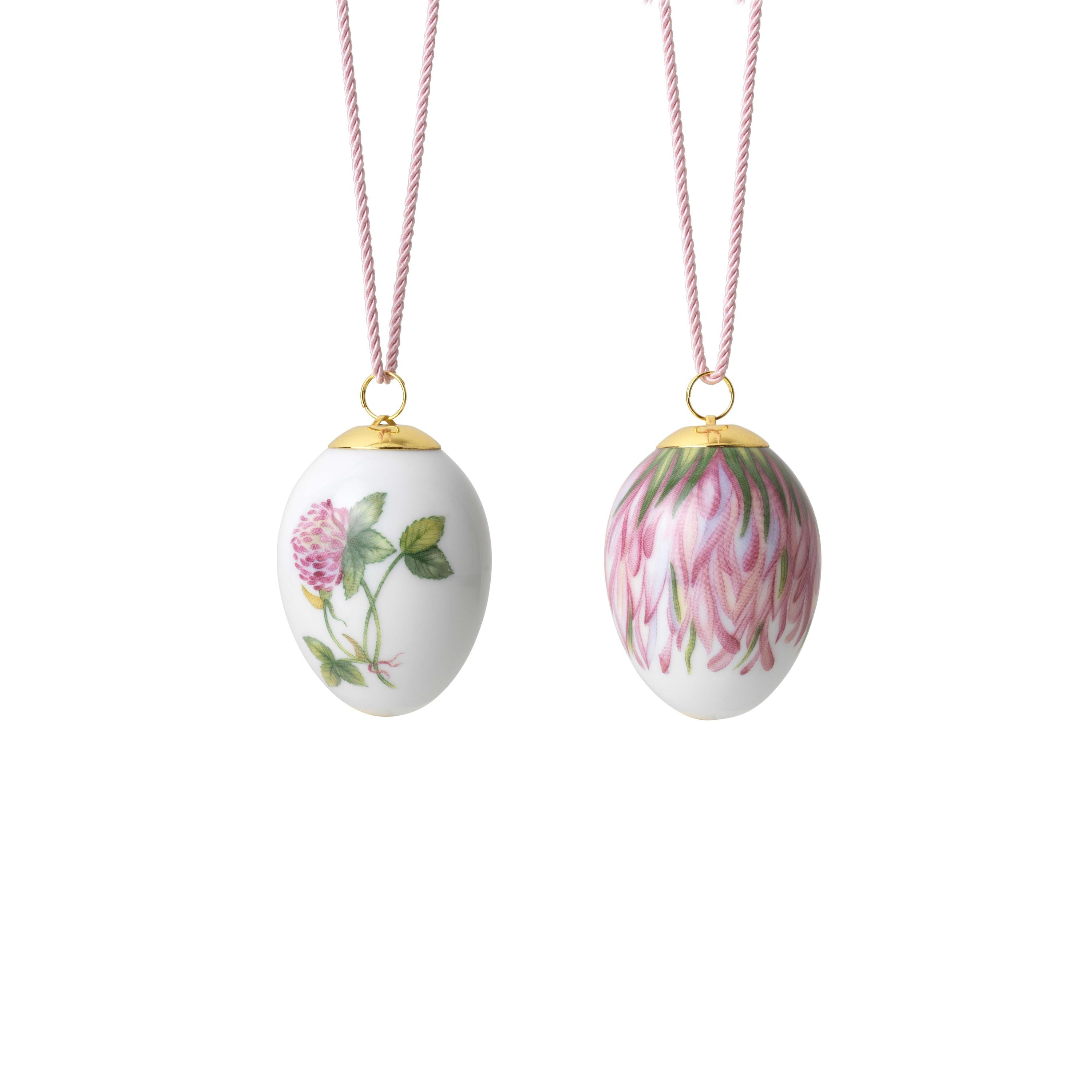 Royal Copenhagen Easter Pendant 2023, Red Clover & Leaves 2 Pcs