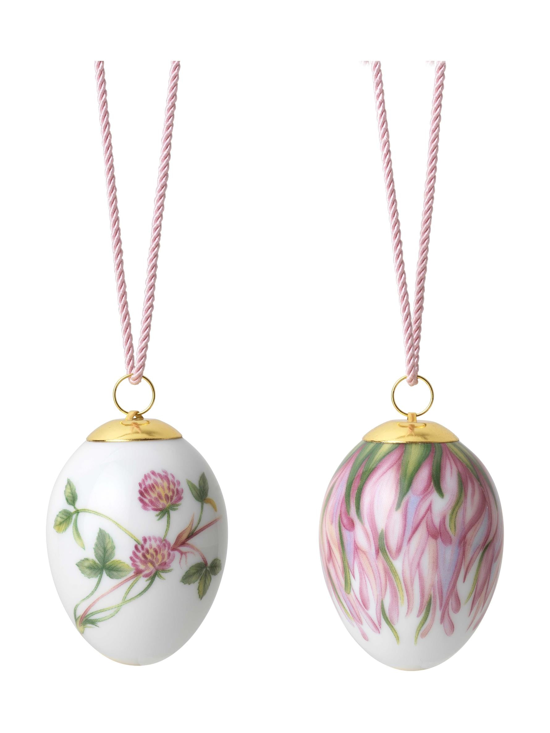 Royal Copenhagen Easter Pendant 2023, Red Clover & Leaves 2 Pcs