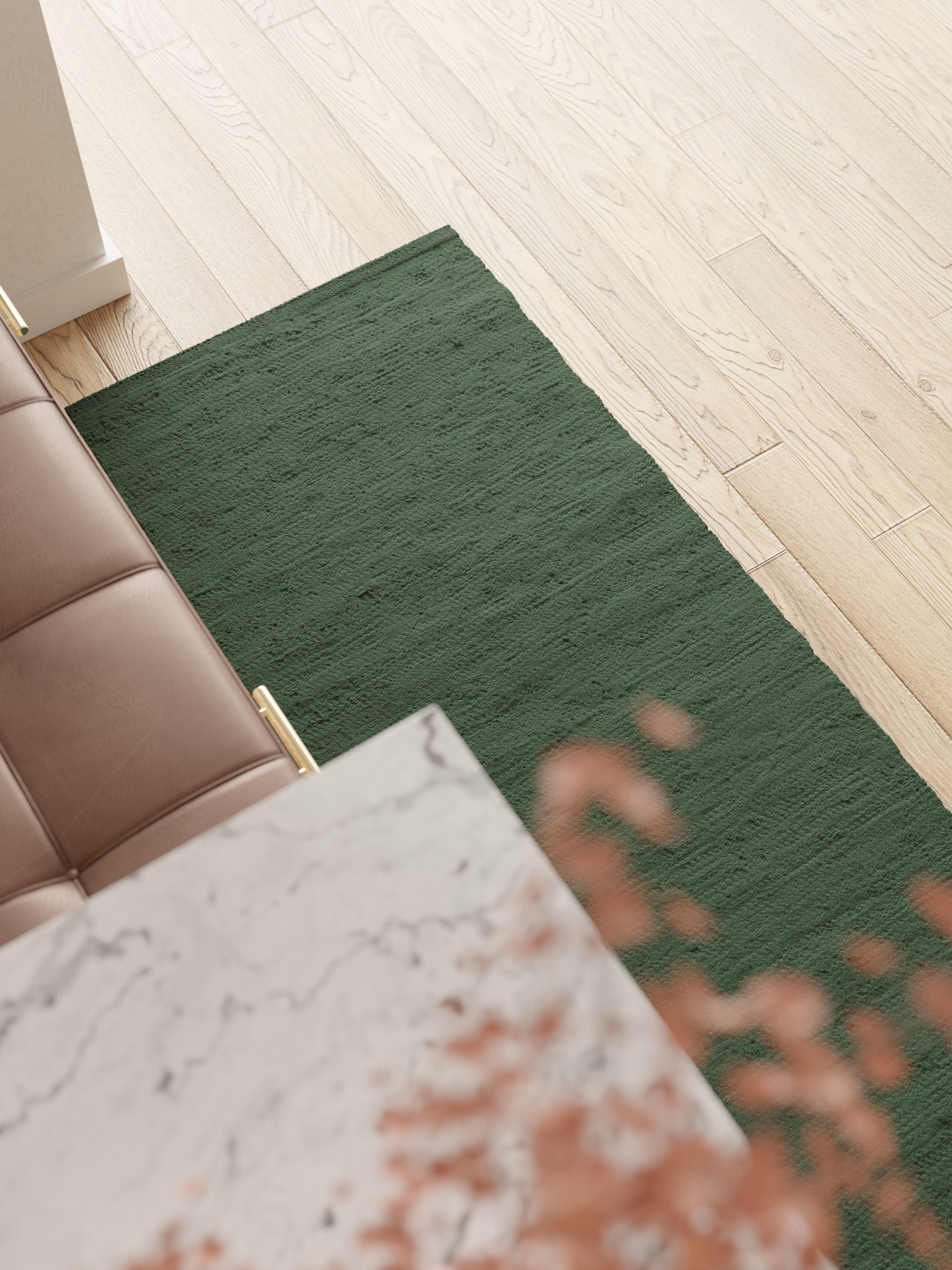 Rug Solid Cotton Rug 140 X 200 Cm, Moss