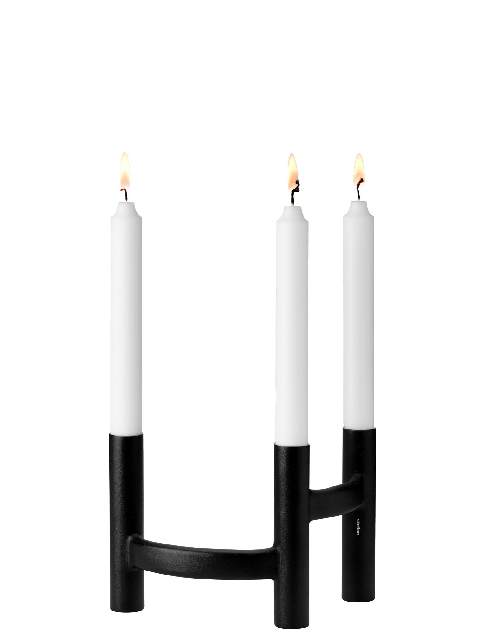 Stelton Ora Candlestick Three Armed, Black