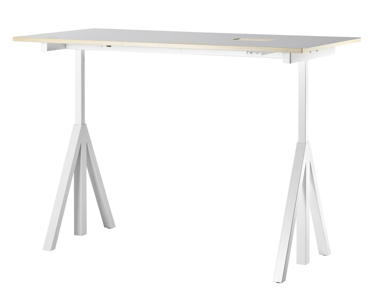 String Furniture Height Adjustable Work Table 78x160 Cm, Light Grey Linoleum