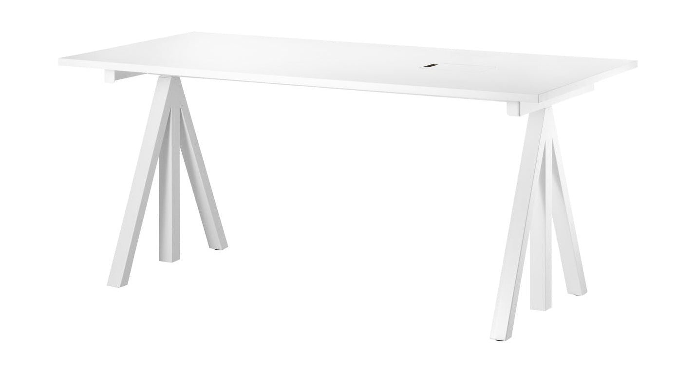 String Furniture Height Adjustable Work Table 78x160 Cm, White Laminate