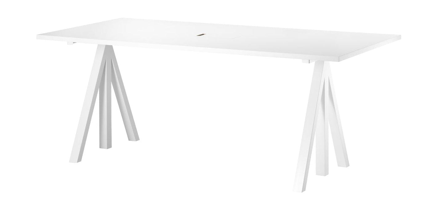 String Furniture Height Adjustable Work Table 90x180 Cm, White Laminate