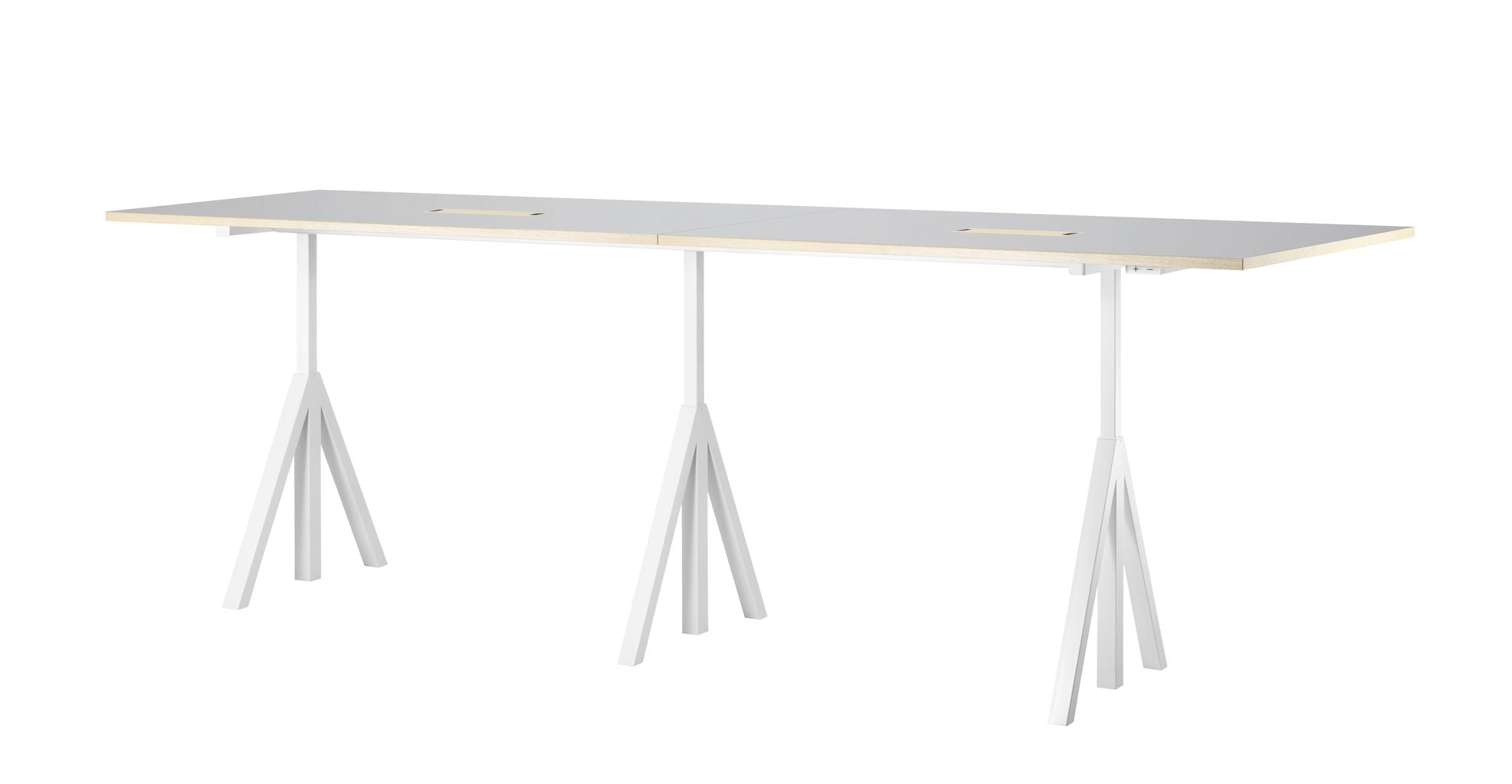 String Furniture Height Adjustable Conference Table 90x180 Cm, Light Grey Linoleum