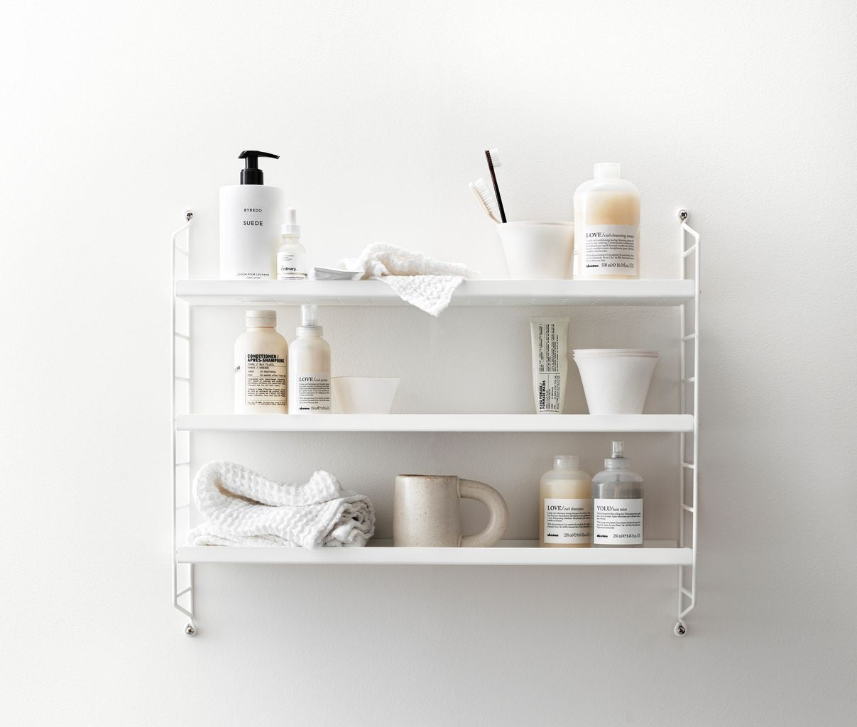 String Furniture String Pocket Metal Wall Shelf, White/White