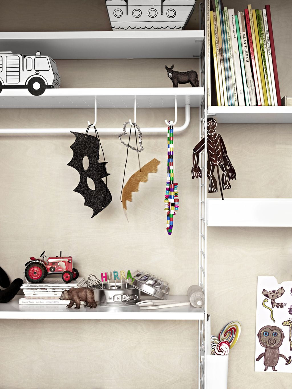 String Furniture String System Metal Shelf With Low Edge 20x78 Cm, Black