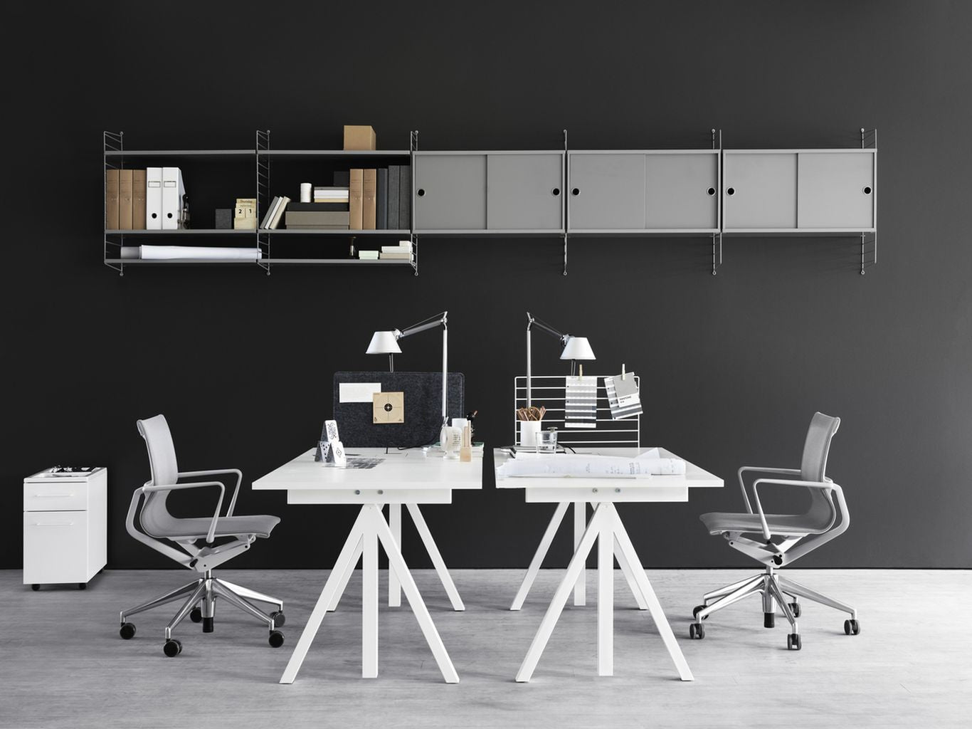 String Furniture Works Work Table 78x160 Cm, White Laminate