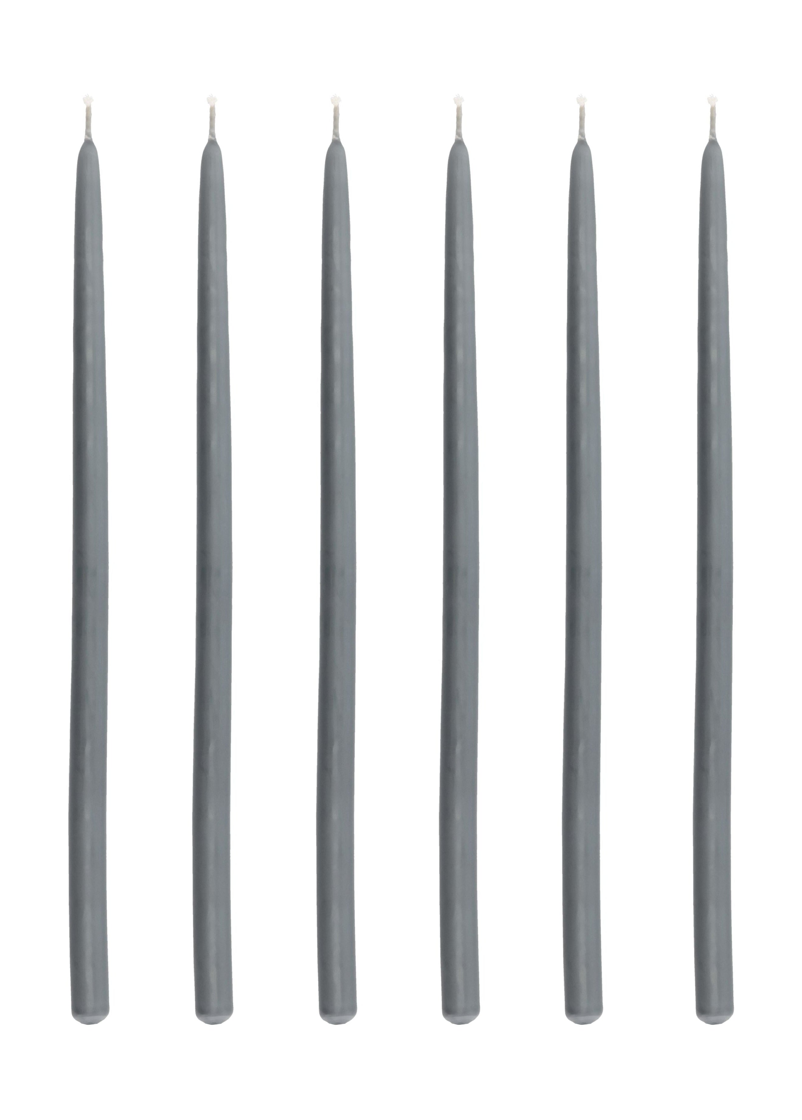 Villa Collection Altri Pointed Candle Set Of 6 øx H 1,2x30, Dark Grey