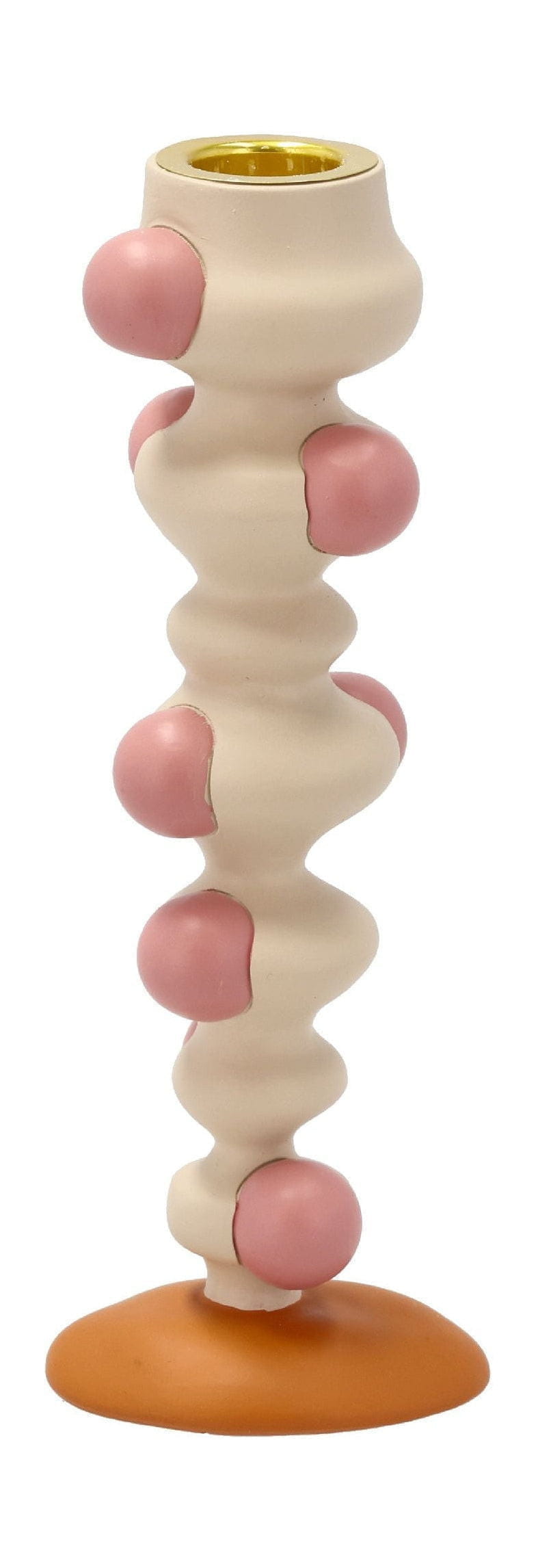 Villa Collection Styles Candle Holder With Dots, Offwhite/Pink