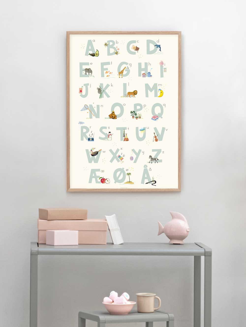 Vissevasse Danish Alphabet Blue Poster, 30x40 Cm