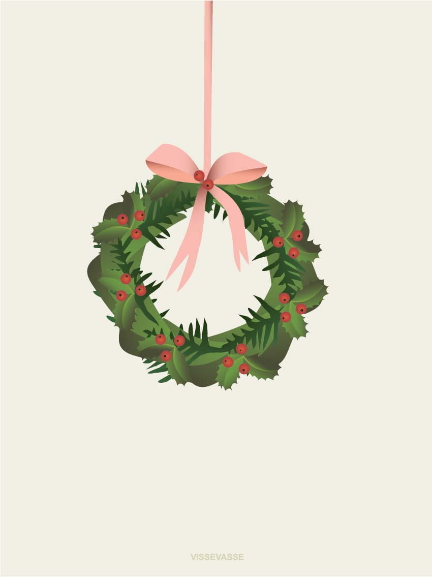 Vissevasse Chrismas Wreath Poster, 50x50 Cm