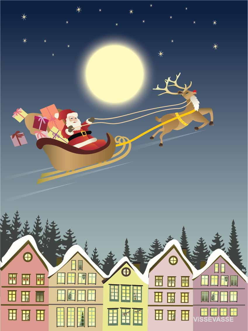 Vissevasse Santa & Rudolf Poster, 50x70 Cm