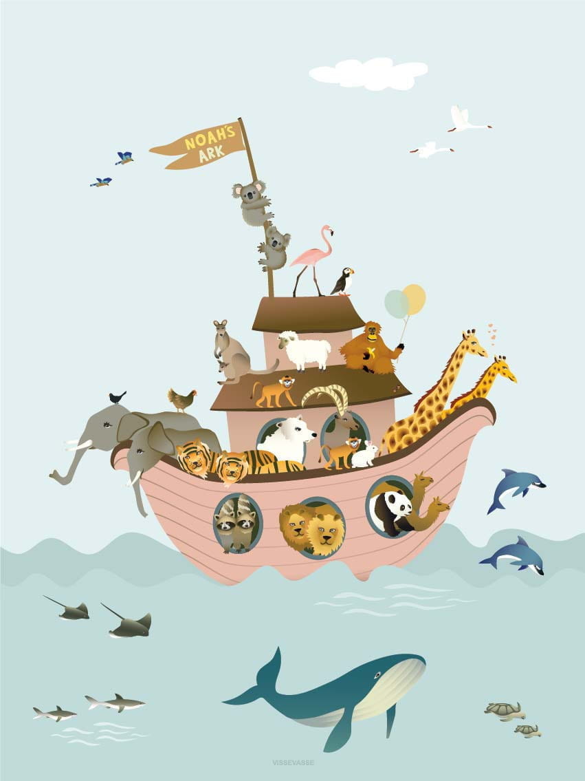 Vissevasse Noahs Ark Poster, 30x40 Cm