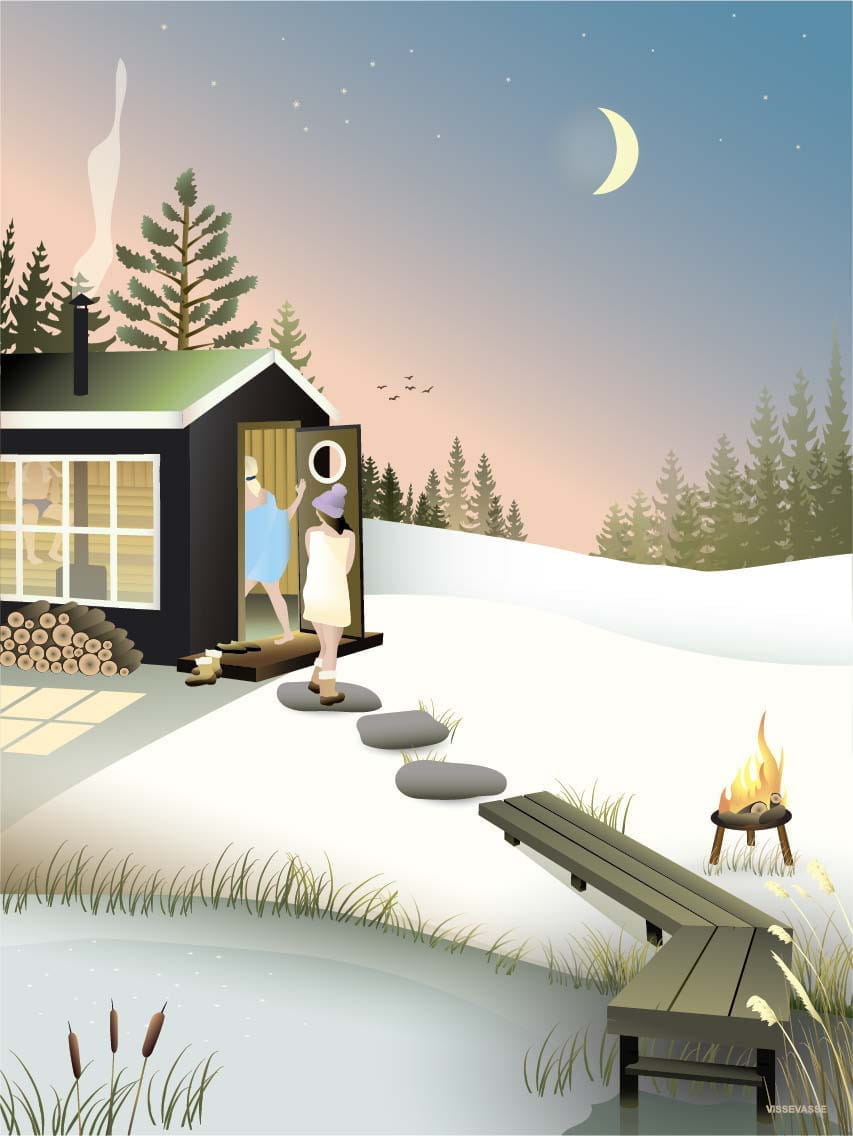 Vissevasse Sauna Poster, 70x100 Cm