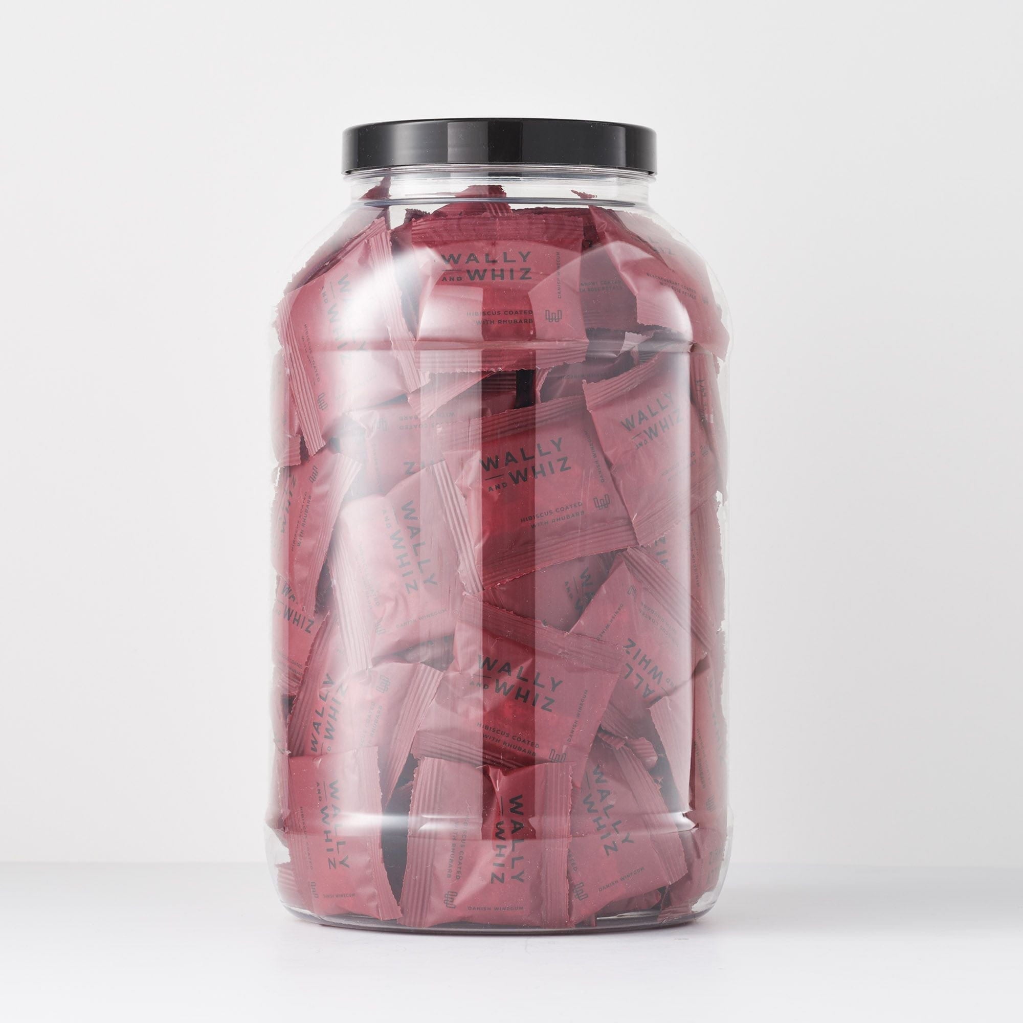 Wally And Whiz Wine Gum Jar With 125 Flowpacks, Hibiscus With Rhubarb