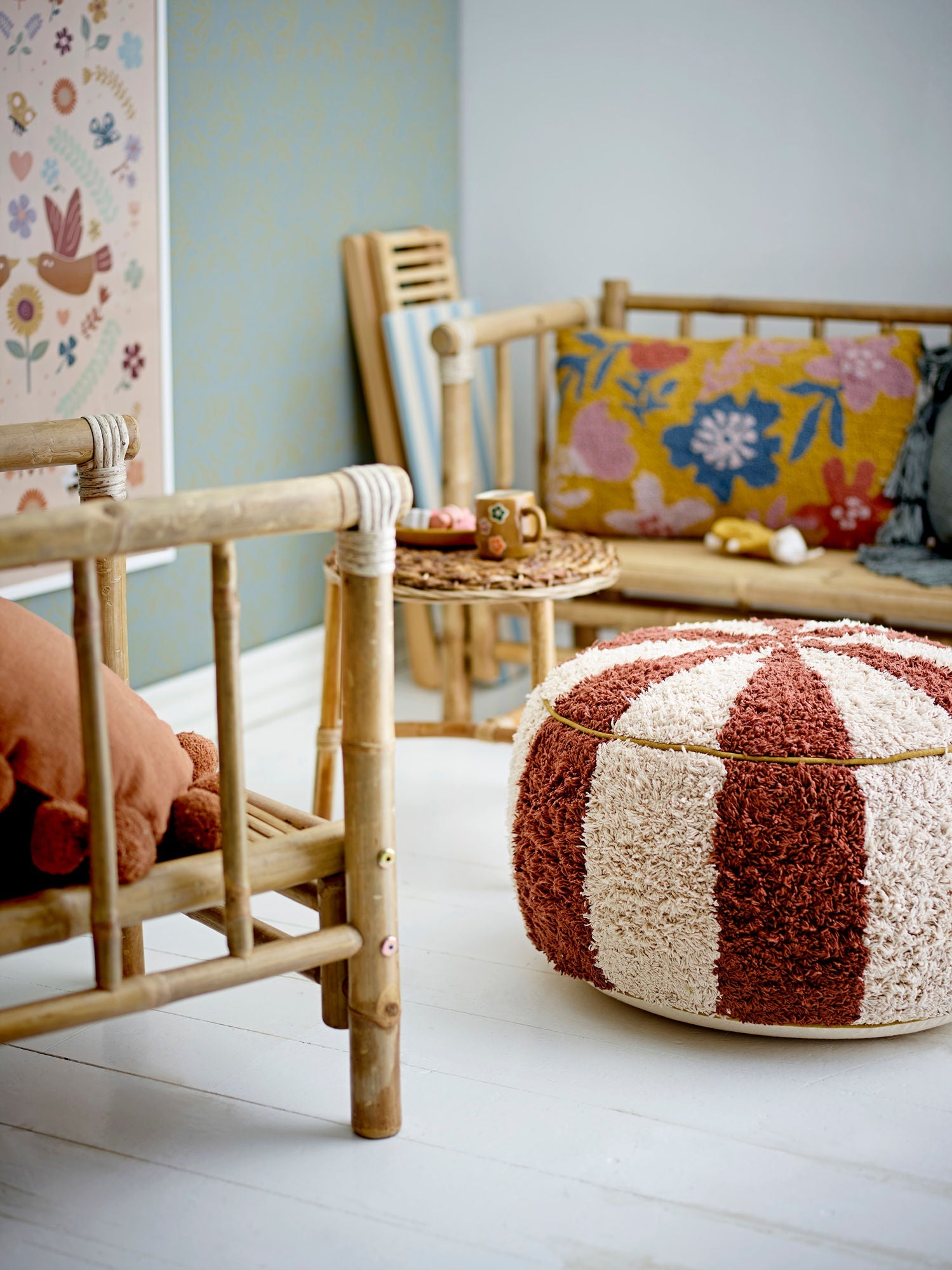 Bloomingville MINI Charoline Pouf, Brown, Cotton