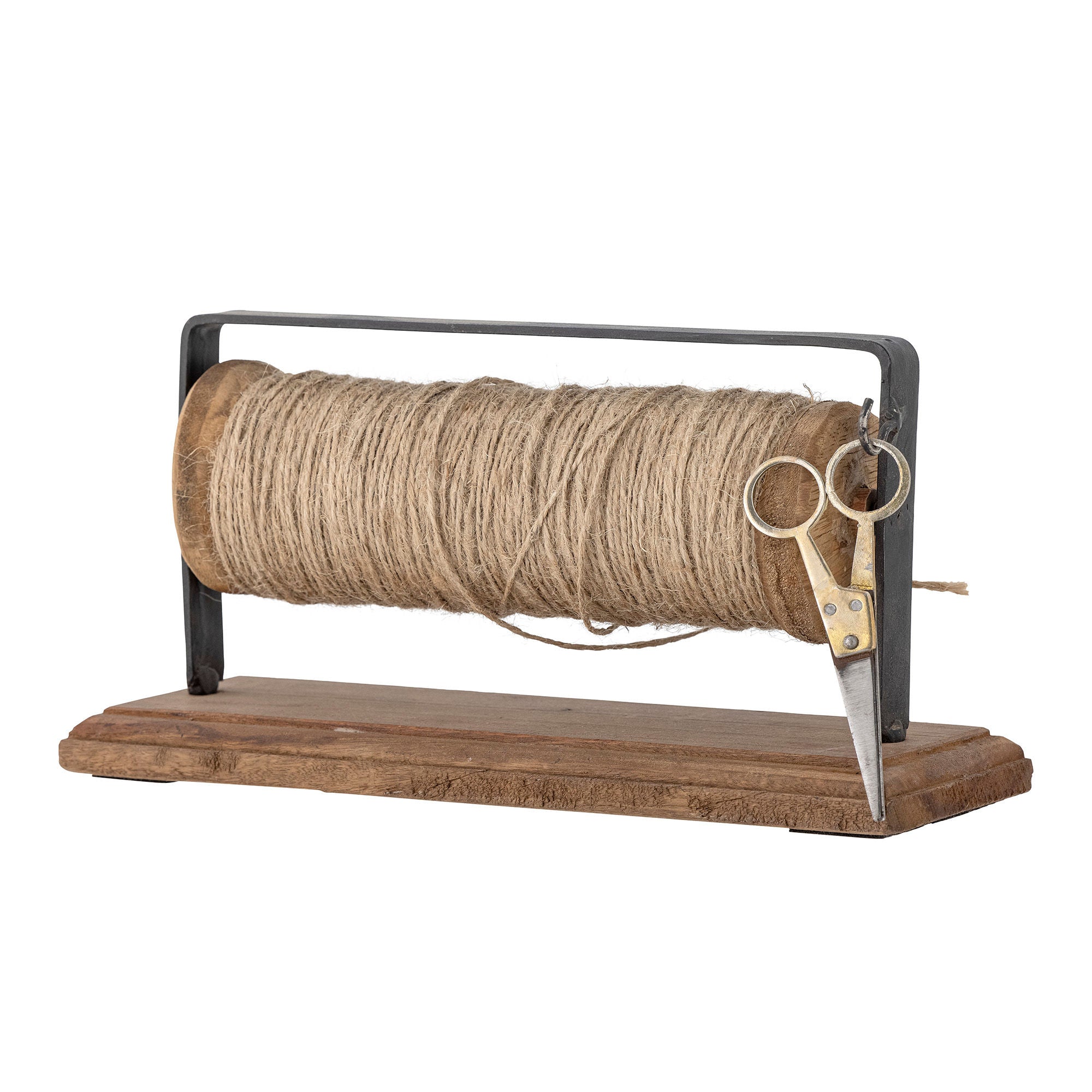 Bloomingville Barni Bobbin w/Jute & Scissors, Brown, Reclaimed Wood