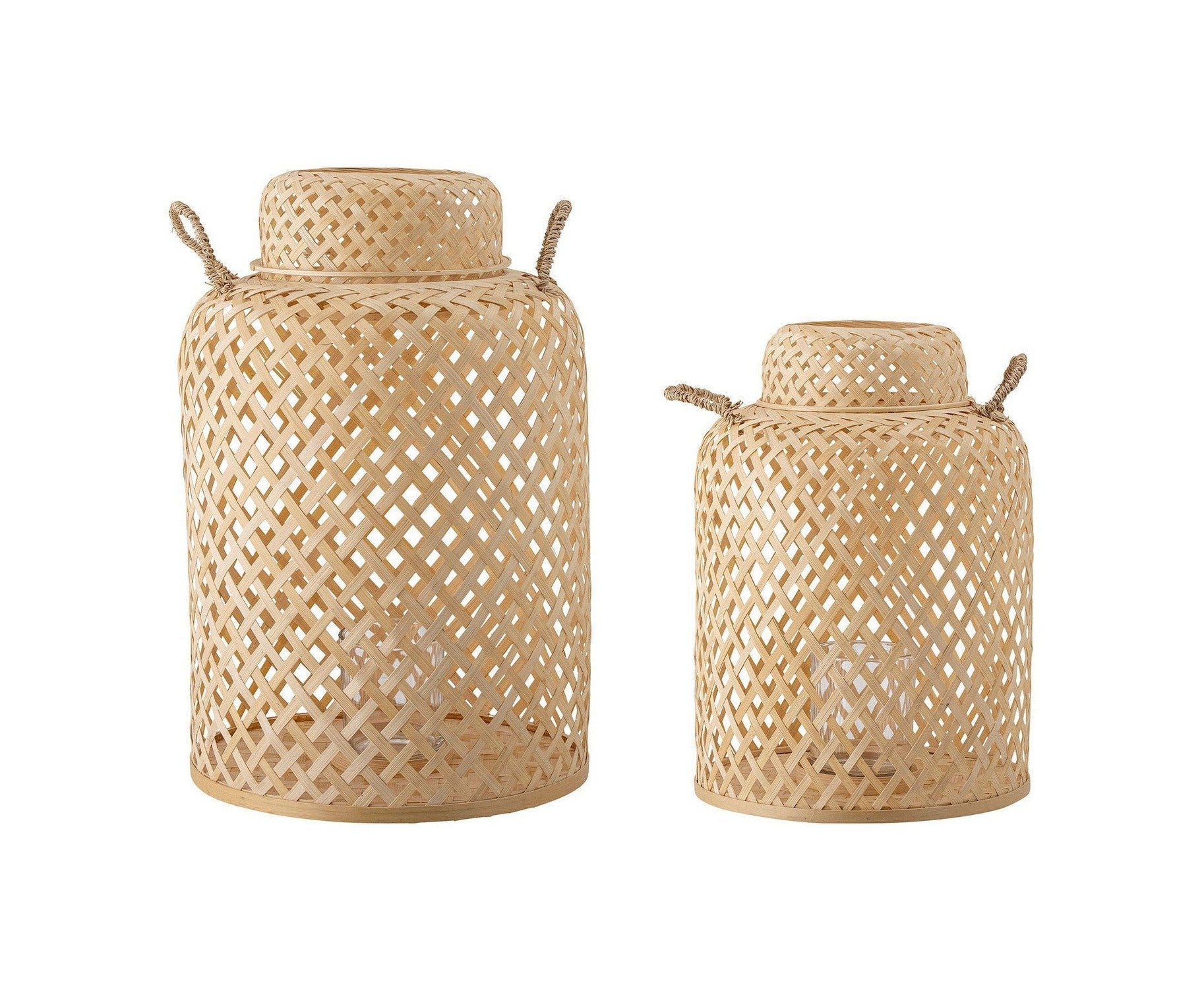 Bloomingville Madlin Lantern w/Glass, Nature, Bamboo