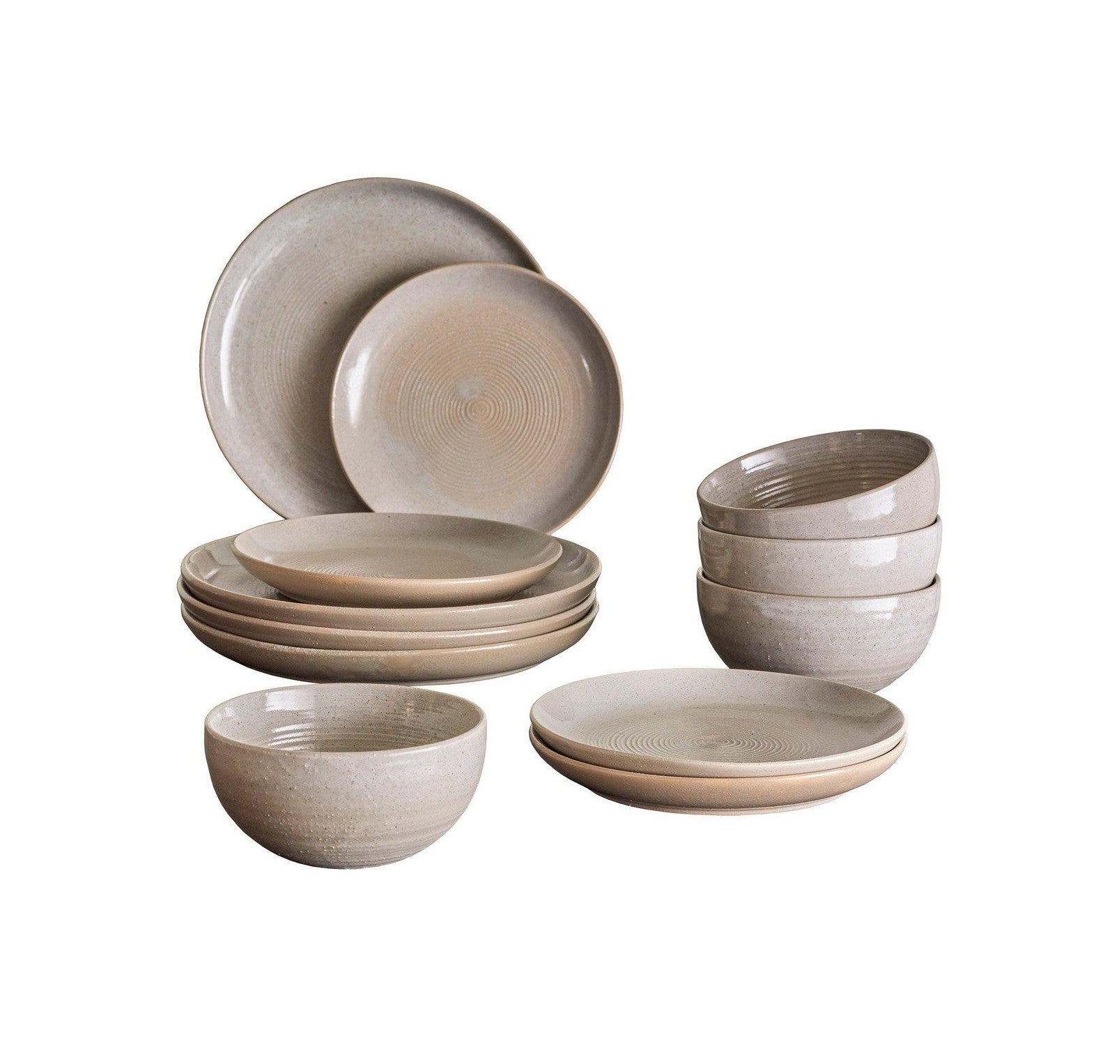 Bloomingville Taupe Dinnerware Set, Grey, Stoneware