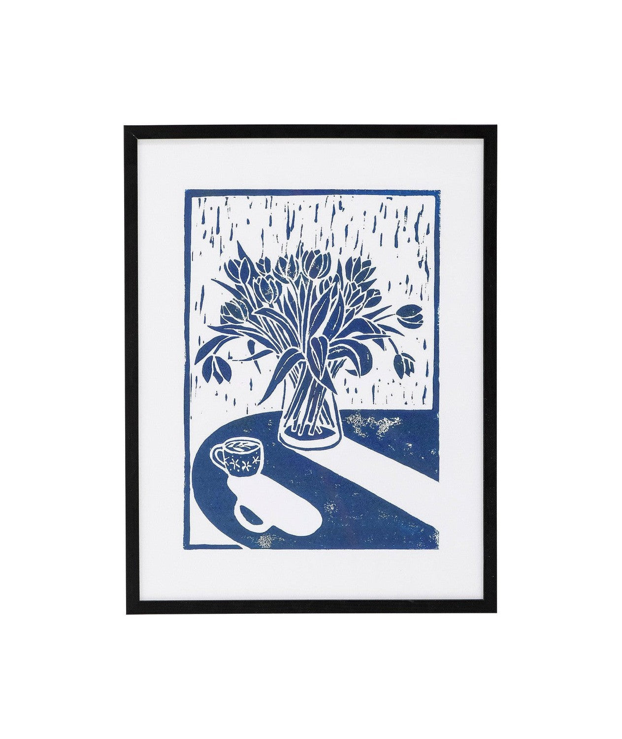 Bloomingville Tulips Illustration w/ Frame, Black, Pine