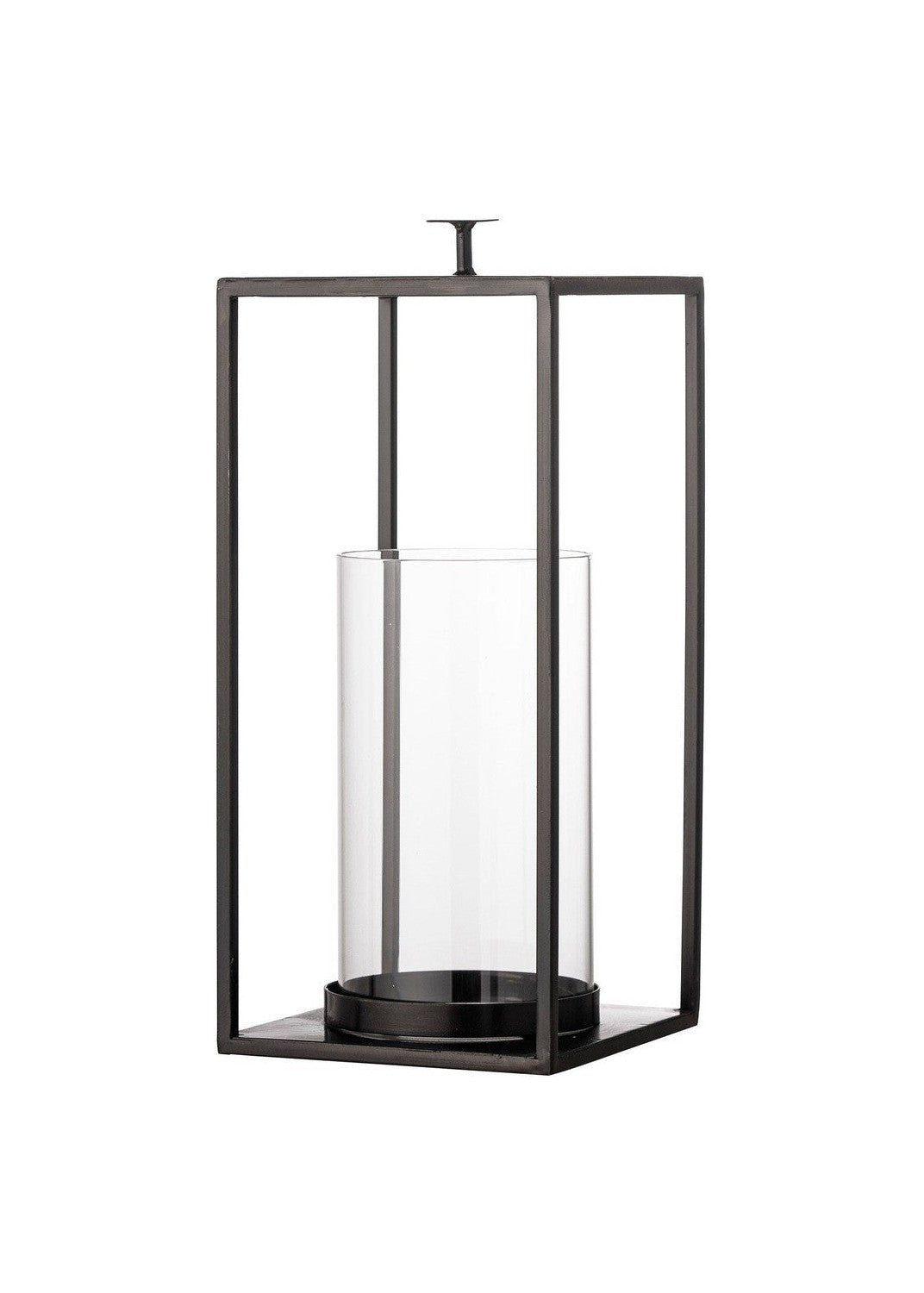 Bloomingville Udoon Lantern w/Glass, Black, Metal