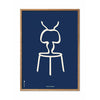  Ant Line Poster Frame Made Of Light Wood 70x100 Cm Blue Background