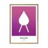  Drop Design Icon Poster Light Wood Frame A5 Purple