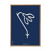  Snowdrop Line Poster Frame Made Of Light Wood A5 Blue Background