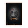 Brainchild Swan Classic Poster, Dark Wood Frame 70 X100 Cm, Black/Black Background