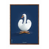  Swan Classic Poster Dark Wood Frame A5 Dark Blue Background