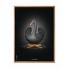 Brainchild Swan Classic Poster, Light Wood Frame A5, Black/Black Background