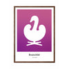  Swan Design Icon Poster Frame Made Of Dark Wood 50 X70 Cm Purple