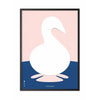  Affiche en papier cygne cadre en bois laqué noir 30x40 cm fond rose