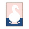  Affiche en papier cygne cadre en bois foncé 50x70 cm fond rose