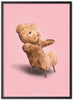  Cadre d'affiche classique d'ours en peluche en bois laqué noir 30x40 cm fond rose