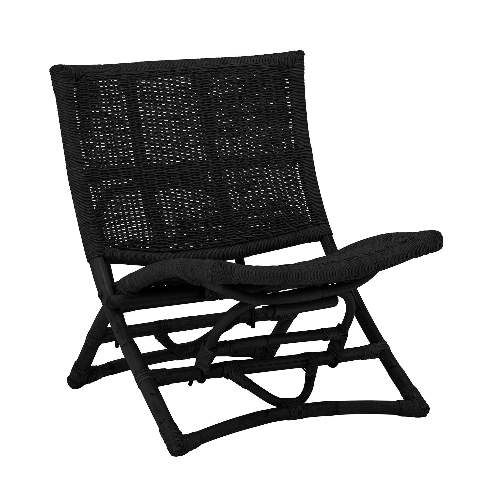 Bloomingville Baz Lounge Chair, Black, Rattan