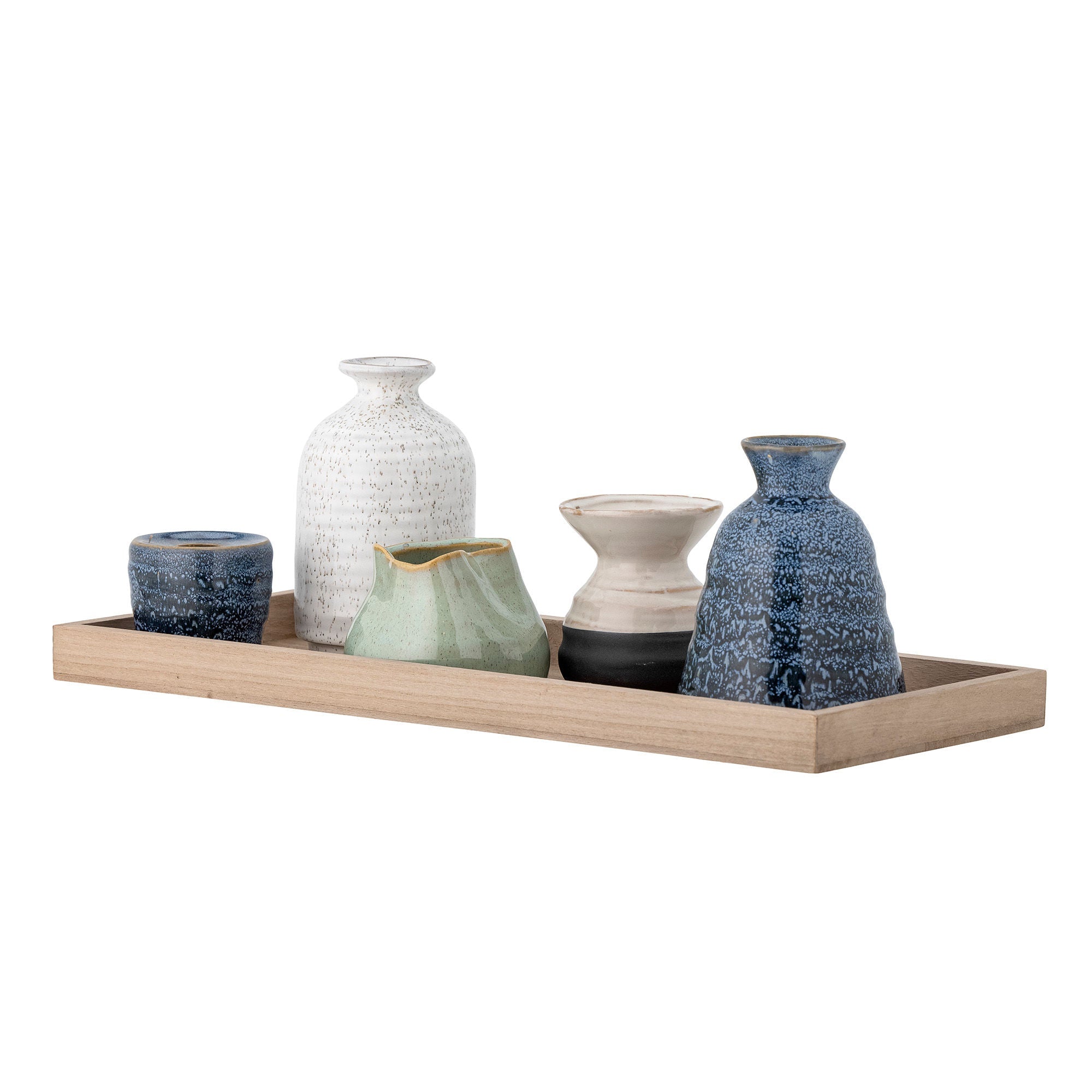 Bloomingville Longo Tray w/Votive, Blue, Stoneware